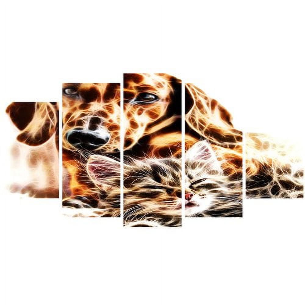 Best Buddies Cat and Dog Canvas Art, 60" x 32", 5 Panels