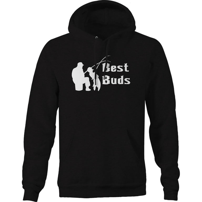 Ink Up America Best Buds Father Son Fishing Hoodie for Big Men 3XL Black, Men's