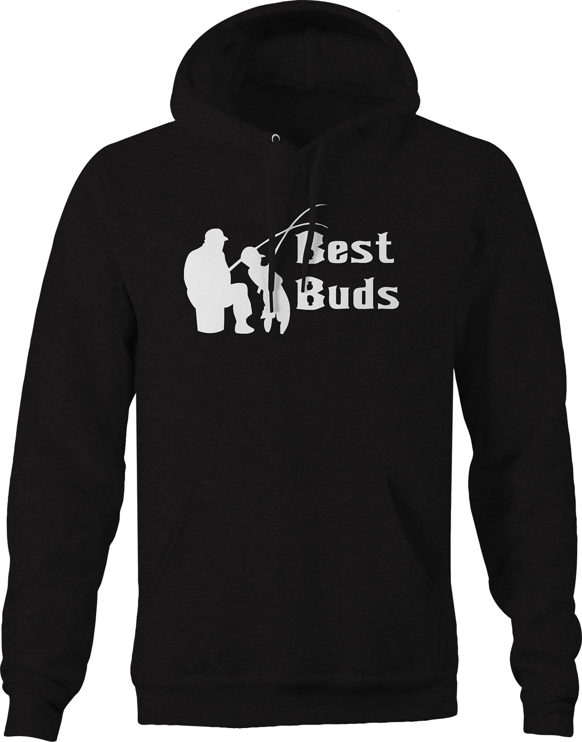 Best Buds Father Son Fishing Hoodie for Big Men 3XL Black