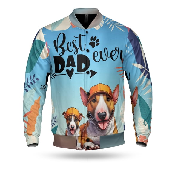 Best Bull Terrier Dad Ever Happy Father's Day All Over Print 3D Baseball Jacket Bully Dog Lovers Gifts Idea Bomber Jacket Softball - 02006
