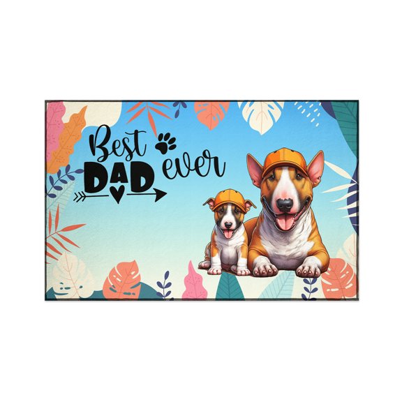 Best Bull Terrier Dad Ever Happy Father's Day Indoor Rug Bully Dog Lovers Gifts Idea Carpet Living Bed Room Sofa Home Decor - 02006