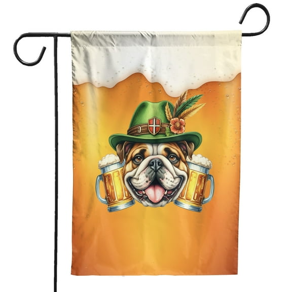 Best Bulldog Dad Proud Beer Lover Happy Oktoberfest Garden Flag 12x18in Double Sided Dog Lover Gifts Idea Outdoor Decor - 02016