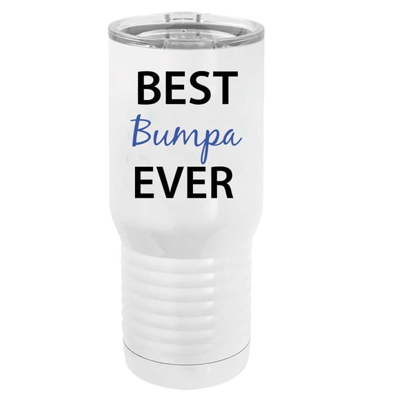 Best Bumpa Ever Stainless Steel Vacuum Double-Walled Insulated 20 Oz Tumbler Travel Coffee Mug with Clear Lid, White