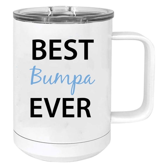 Best Bumpa Ever Stainless Steel Vacuum Insulated 15 Oz Travel Coffee Mug with Slider Lid, White