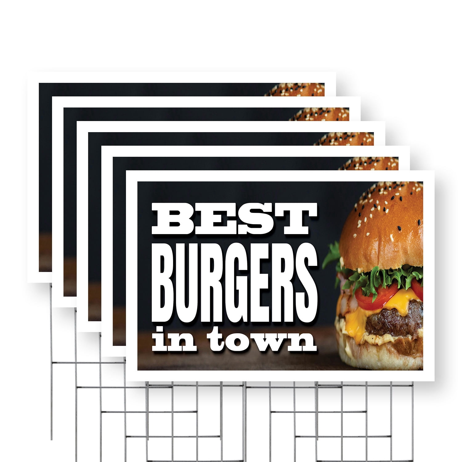 The Best Burgers In Town Yard Sign 5 Pack of 24 Inch x 36 Inch Single ...