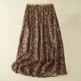 thumbnail image 1 of Best Buy Women's Chiffon Elastic High Waist Pleated A-Line Flared Maxi Skirts Ndbuld Floral Vintage Mid-length A-line Skirt Girl,Coffee,XL, 1 of 9