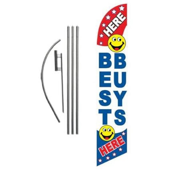 Best Buys Here Auto Dealership Advertising Feather Banner Swooper Flag Sign with Flag Pole Kit and Ground Stake
