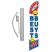 Best Buys Here Auto Dealership Advertising Feather Banner Swooper Flag Sign with Flag Pole Kit and Ground Stake