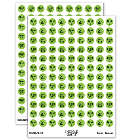 Best By Expiration Date Food Fill 200+ Round Stickers - Matte Finish - 0.50" Size - Light Green