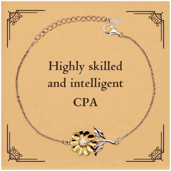 Best CPA Gifts, Highly skilled and intelligent, Appreciation Birthday Sunflower Bracelet for CPA, Men, Women, Friends, Coworkers