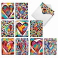 thumbnail image 1 of The Best Card Company 20 Assorted Valentine's Day Notecards Boxed Set 4 x 5.12 Inch with Envelopes (10 Designs, 2 Each) Colorful Hearts AM9267VDG-B2x10, 1 of 6