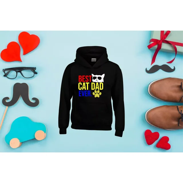 Best Cat Dad Ever Cool Retro Funny Men Women Hoodie Father Day HOODIE