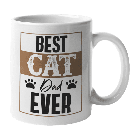Best Cat Dad Ever, Fathers Day Coffee & Tea Gift Mug Cup for Proud Cat Father (11oz)