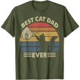thumbnail image 1 of Best Cat Dad Ever Funny Father Unisex T-Shirt for Men Women Kids Toddler,Military Green Color,Size XL, 1 of 5