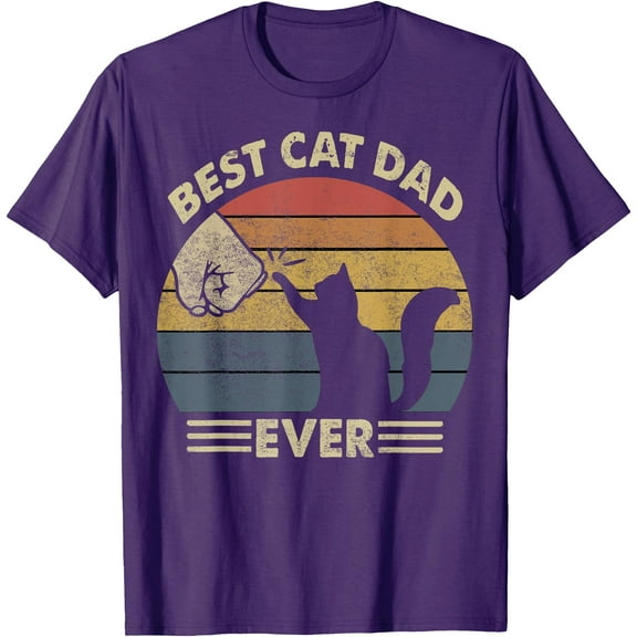 Best Cat Dad Ever Funny Father Unisex T-Shirt for Men Women Kids Toddler,Purple Color,Size 5XL