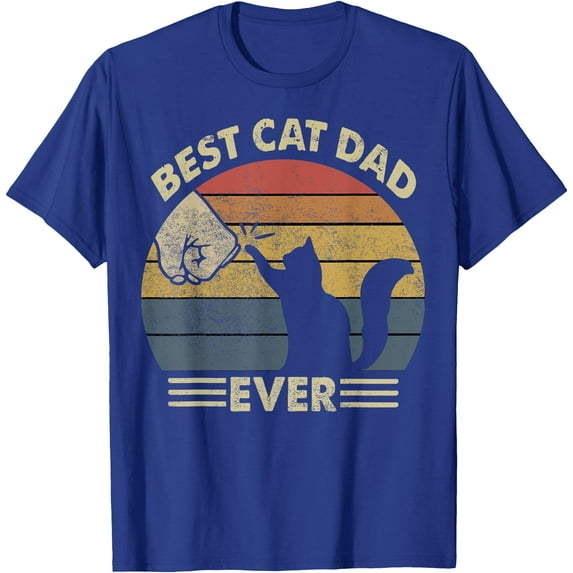 Best Cat Dad Ever Funny Father Unisex T-Shirt for Men Women Kids Toddler,Royal Blue Color,Size L
