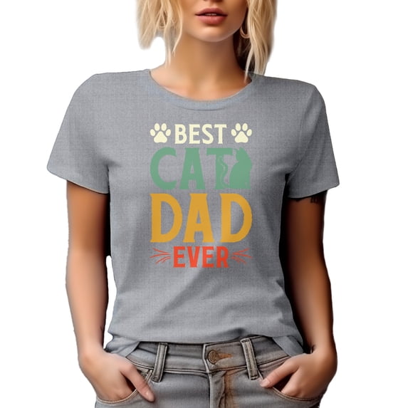 Best Cat Dad Ever, Kitty Father or Parent, Heather Grey T-Shirt, 3XL