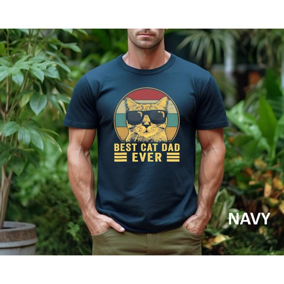 Best Cat Dad Ever Shirt, Funny Cat Dad Tshirt, Retro Glasses Cat Dad Shirt, Father'S Day Gift Tshirt, Cat Lover Gift Tee