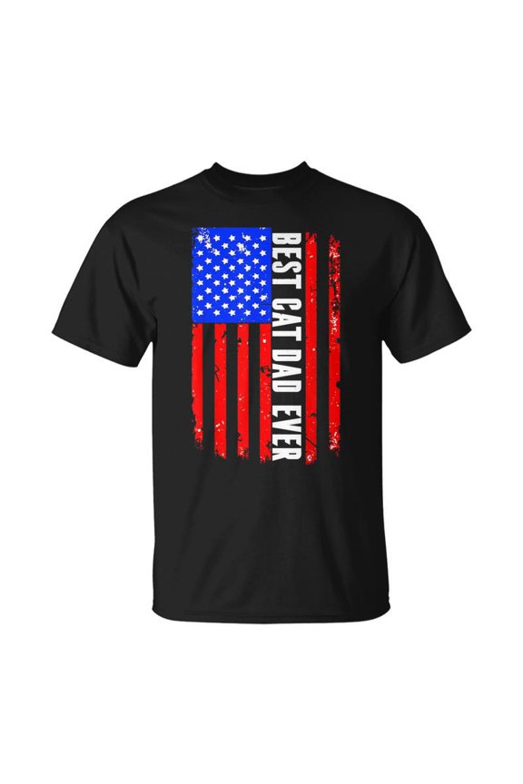 Best Cat Dad Ever Usa Flag Cat Dad 4Th Of July Unisex Jersey Crewneck Tshirt