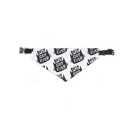 Best Cat Ever Typography Pattern Bandana - , White, Large