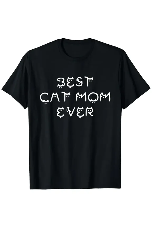 Best Cat Mom Ever Graphic for Women Short Sleeve Casual T-Shirt