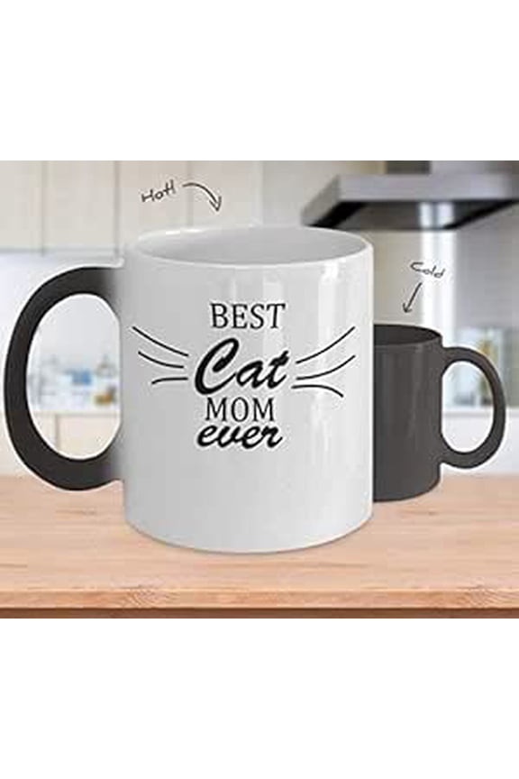 Best Cat Mom Ever Mug (Color Changing) Cat Cup - Perfect Funny Cat Mug - Cat Merchandise - Cat Coffee Mug - Kitty Coffee Mug - Cat Mom Mug -