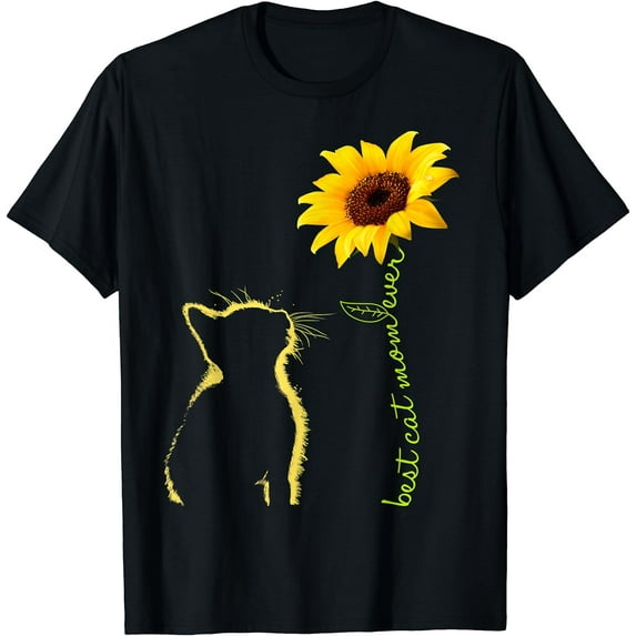 Best Cat Mom Ever Sunflower Mother's Day Gifts for Cat Lover T-Shirt