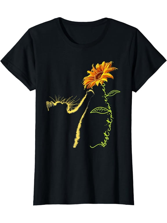 Best Cat Mom Ever Sunflower Mother's Day Gifts for Cat Lover T-Shirt