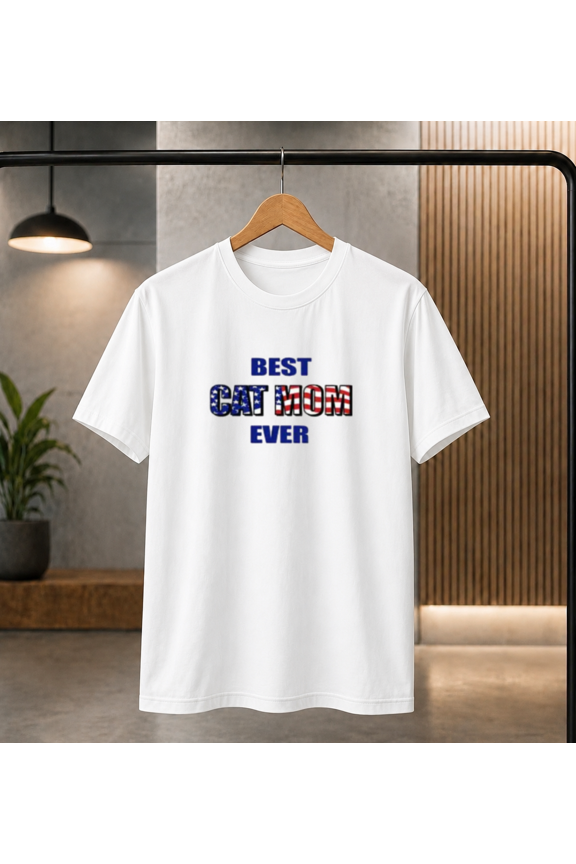 Best Cat Mom Ever USA Flag T-shirt, for men & women, S-5XL
