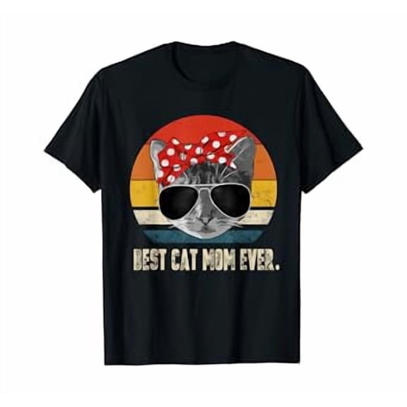 Best Cat Mom Ever Vintage Retro Cat Lovers Gift T-Shirt