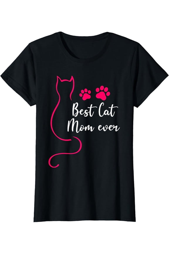 Best Cat Mom Ever Women Pink Kitten Lover Mothers Day T-Shirt