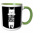 thumbnail image 1 of 3drose, Best Cat Mom Ever Written in the Middle of a Hanging White Cat., 11oz Two-tone Green Mug, 1 of 6