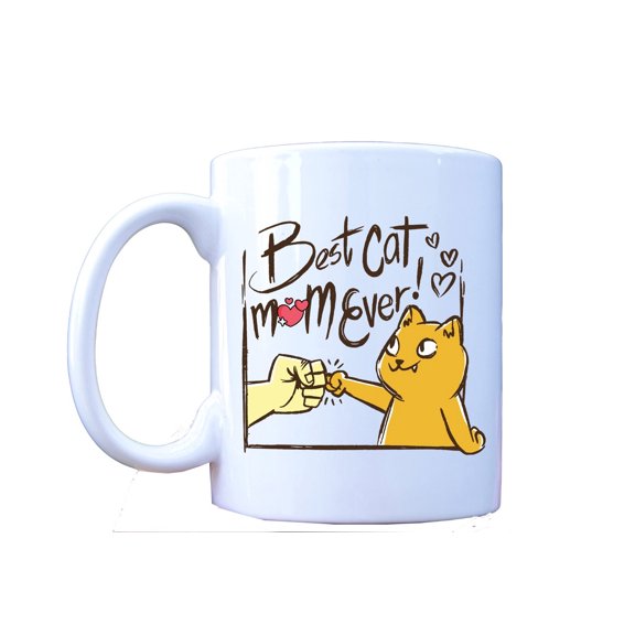 Best Cat Mum Ever Mug Cute Cat Lover Coffee Cup Funny Fist Bump Cat Mum Mug