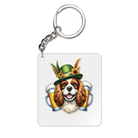Best Cavalier King Charles Spaniel Dad Proud Beer Lover Happy Oktoberfest Acrylic Keychain Dog Lover Gifts Collar Charm Tag Keyring - 02016