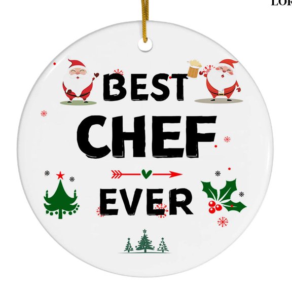 Best Chef Christmas Ceramic Ornament, Appreciation Gift, Holiday Tree Decor