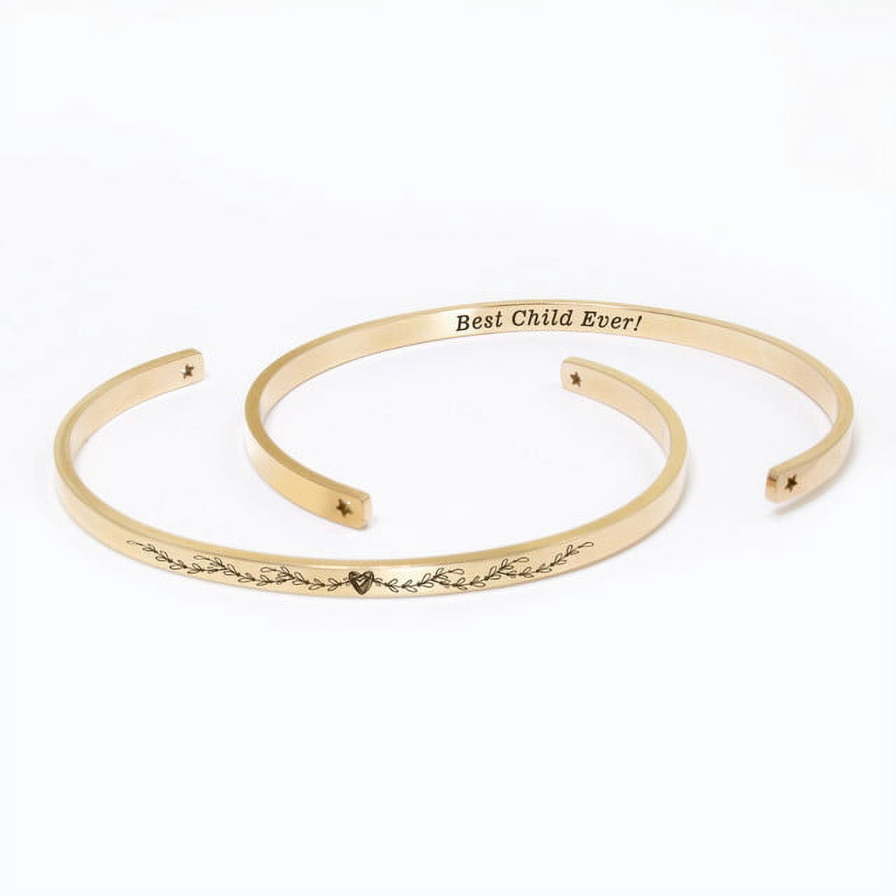 "Best Child Ever" Adjustable Rose Gold Stainless Steel Cuff Bangle Mother's Day Gift Set