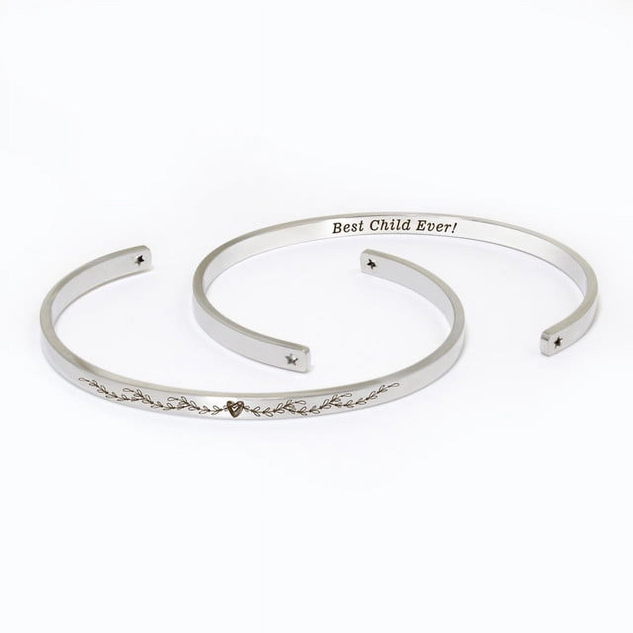 "Best Child Ever" Adjustable Silver Stainless Steel Cuff Bangle Mother's Day Gift Set