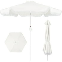 Best Choice 9ft Fringe Market Umbrella  Boho Patio Sunshade w/ Tilt, UPF50 - White