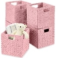 thumbnail image 1 of Best Choice Products 10.5x10.5in Hyacinth Storage Baskets, Set of 5 Multipurpose Collapsible Organizers - Pink, 1 of 9