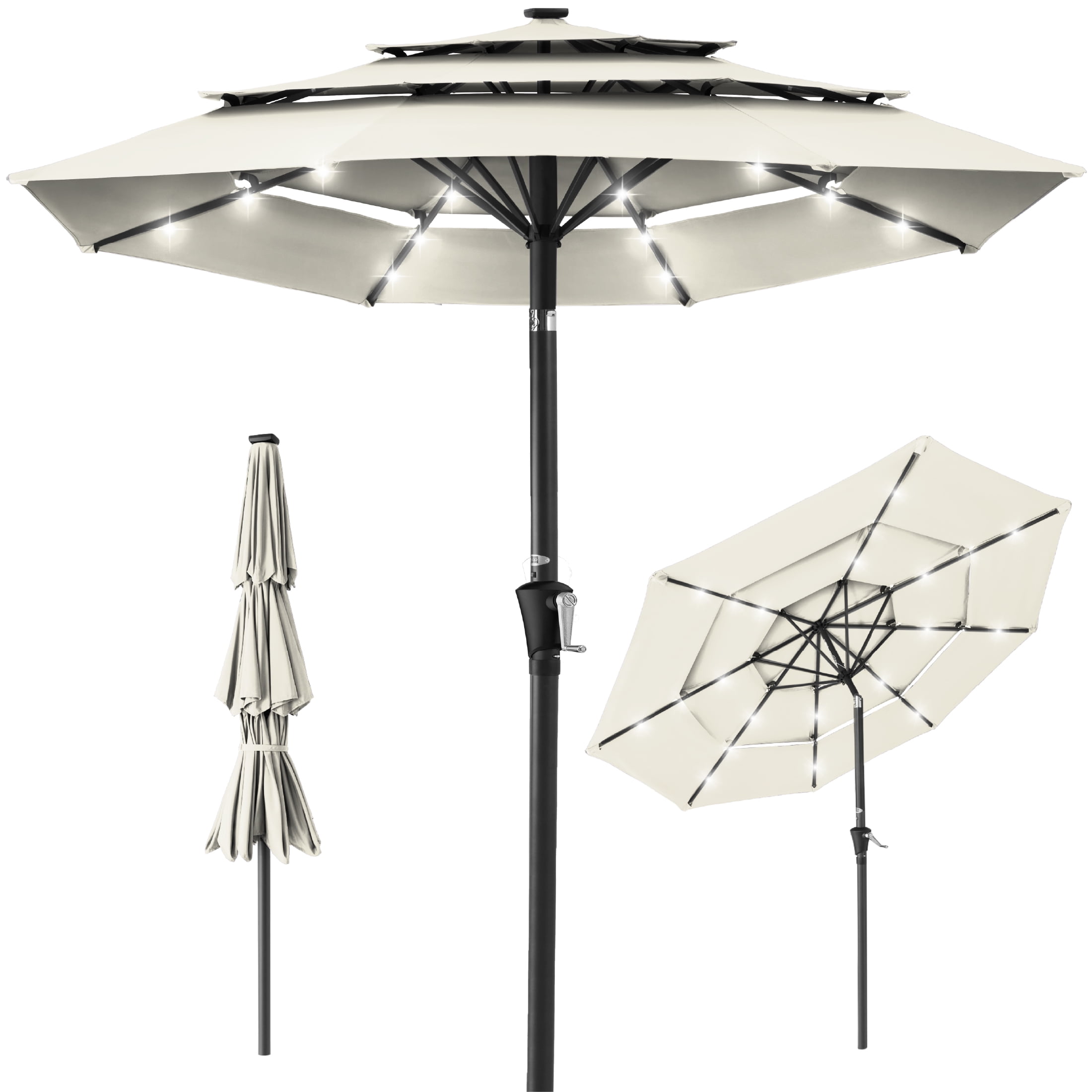 Best Choice Products 10ft 3Tier Solar Patio Umbrella w/ 24 LED Lights