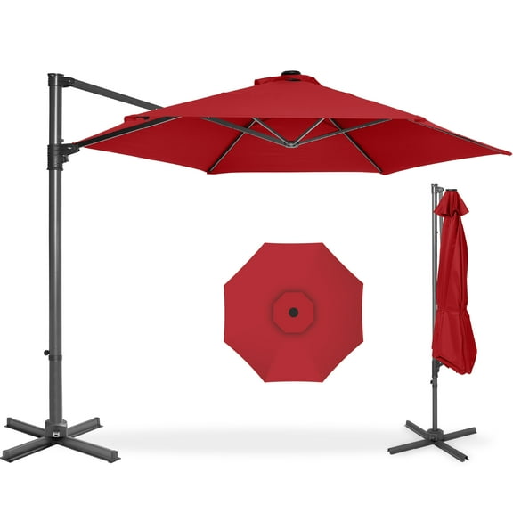 Best Choice Products 10ft 360 Rotating Cantilever Offset Hanging Patio Umbrella - Red