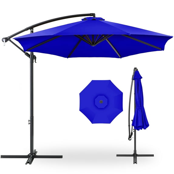 Best Choice Products 10ft Offset Hanging Outdoor Market Patio Umbrella w/ Easy Tilt Adjustment - Resort Blue