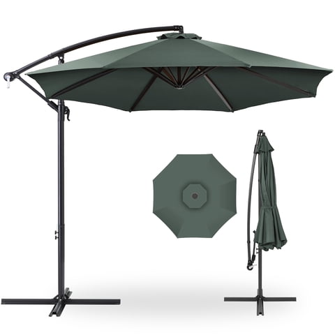Best Choice Products 10ft Offset Hanging Outdoor Market Patio Umbrella w/ Easy Tilt Adjustment - Slate