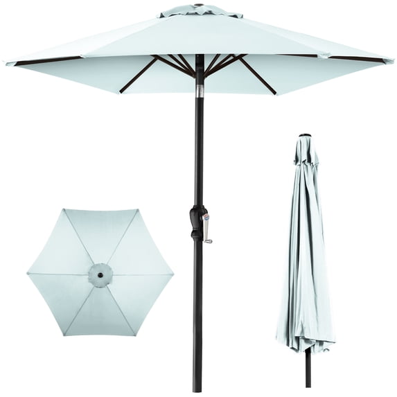 Best Choice Products 10ft Outdoor Steel Market Patio Umbrella w/ Crank, Tilt Push Button, 6 Ribs - Baby Blue