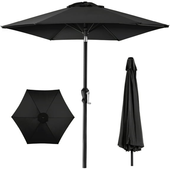Best Choice Products 10ft Outdoor Steel Market Patio Umbrella w/ Crank, Tilt Push Button, 6 Ribs - Black