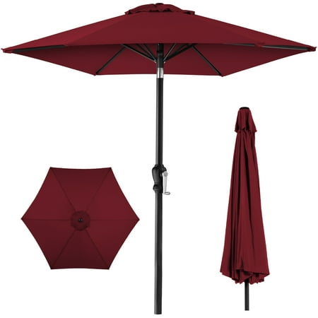 Best Choice Products 10ft Outdoor Steel Market Patio Umbrella w/ Crank, Tilt Push Button, 6 Ribs - Burgundy