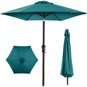 Best Choice Products 10ft Outdoor Steel Market Patio Umbrella w/ Crank, Tilt Push Button, 6 Ribs - Cerulean