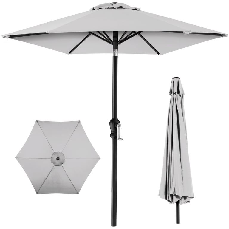 Best Choice Products 10ft Outdoor Steel Market Patio Umbrella w/ Crank, Tilt Push Button, 6 Ribs - Fog Gray Best Choice Products 10ft Outdoor Steel Market Patio Umbrella w/ Crank, Tilt Push Button, 6 Ribs - Fog Gray