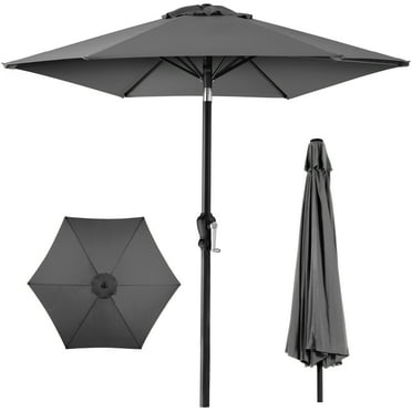 Best Choice Products 10ft Outdoor Steel Market Patio Umbrella w/ Crank, Tilt Push Button, 6 Ribs - Gray