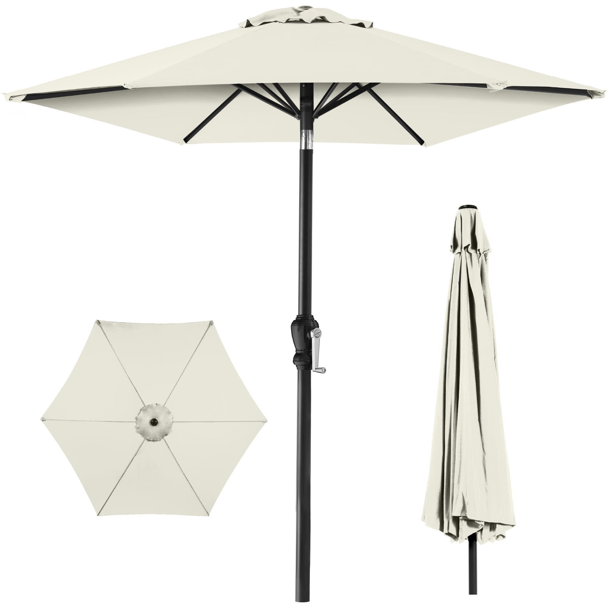 Best Choice Products 10ft Outdoor Steel Market Patio Umbrella w/ Crank, Tilt Push Button, 6 Ribs - Ivory